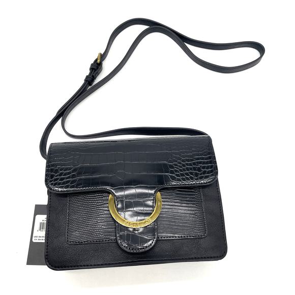 Rachel Zoe Irim Crossbody Bag Croc Embossed Minimalist‎ Mobwife Urban Chic Vegan - Picture 1 of 11